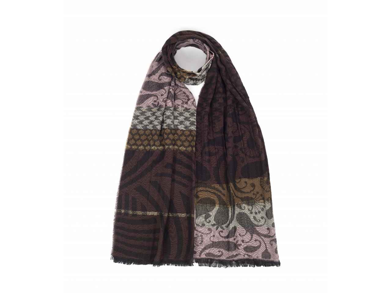 Sciarpa testa di moro patch floreale e lurex 60x180cm