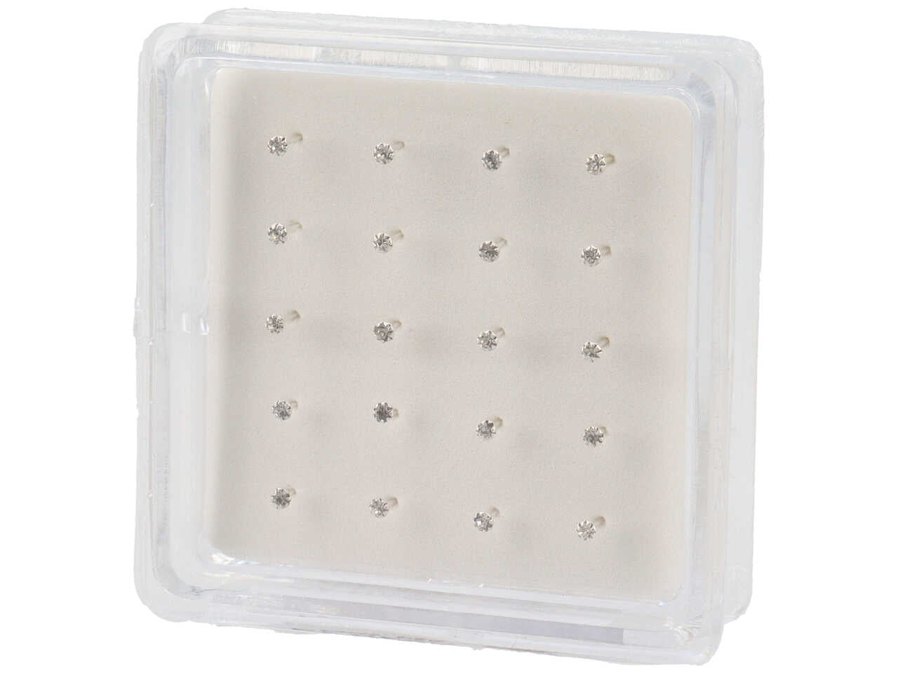 Orecchini 1,5mm da naso in argento 925 con zircone tondo bianco - la confezione contiene 20 orecchini