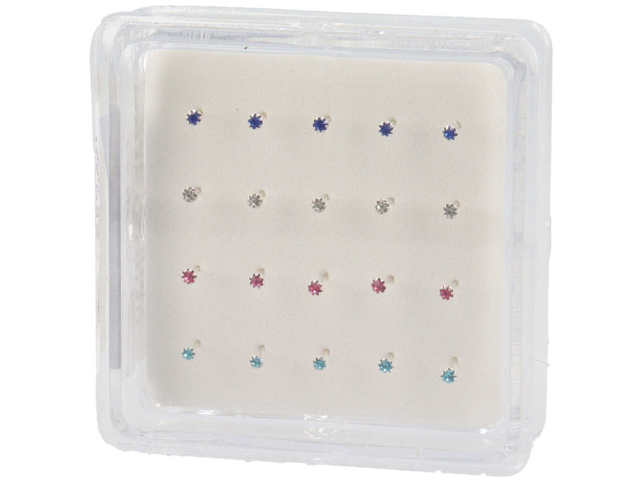 Orecchini 1,5mm da naso in argento 925 con zircone tondo in diversi colori - la confezione contiene 20 orecchini