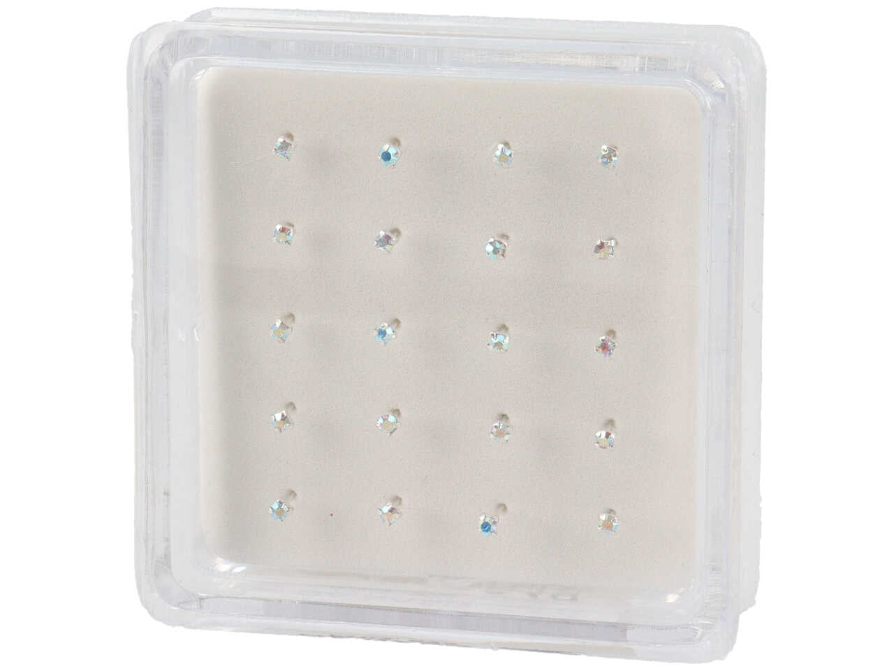 Orecchini 1,5mm da naso in argento 925 con zircone quadrato boreale - la confezione contiene 20 orecchini
