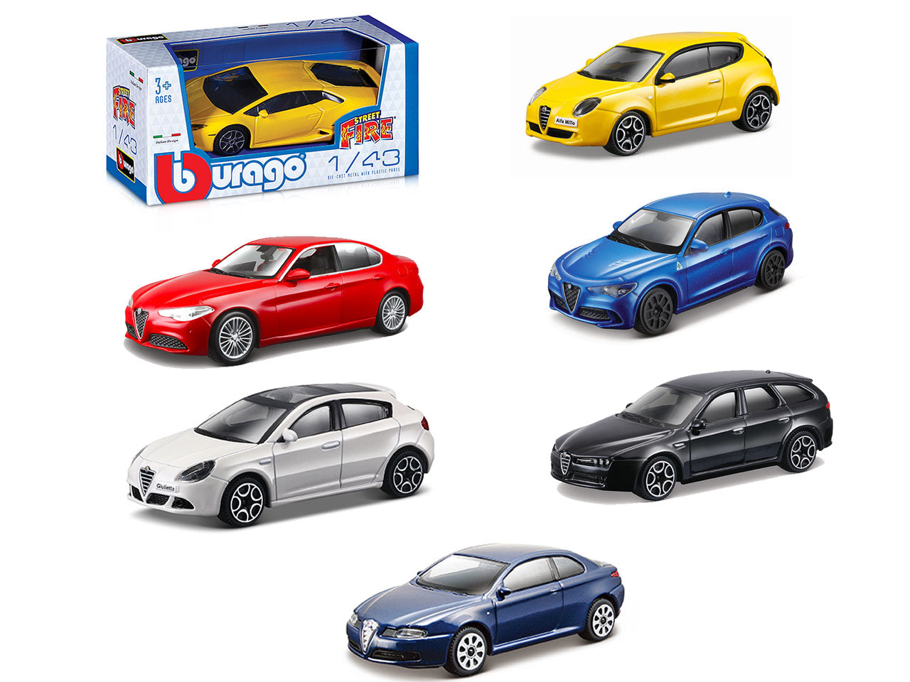Bburago modellini auto Alfa Romeo assortiti 1:43