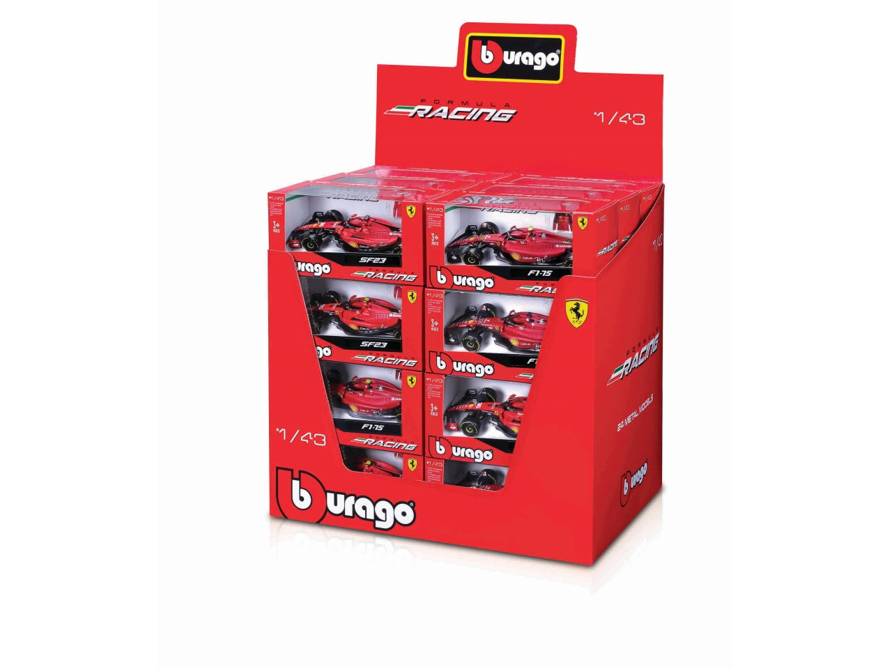Modellino Auto F1 Ferrari SF-23 #55 Sainz - Scala 1:43: Die-cast Rosso e Nero, Dettagli Realistici, Licenza Ufficiale Ferrari, Dimensioni 31x23x31 cm, Età 3+ | Bburago