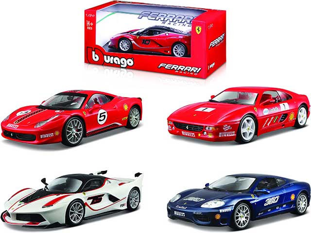 Bburago modellini auto Ferrari Racing rosso bianco e blu 1:24