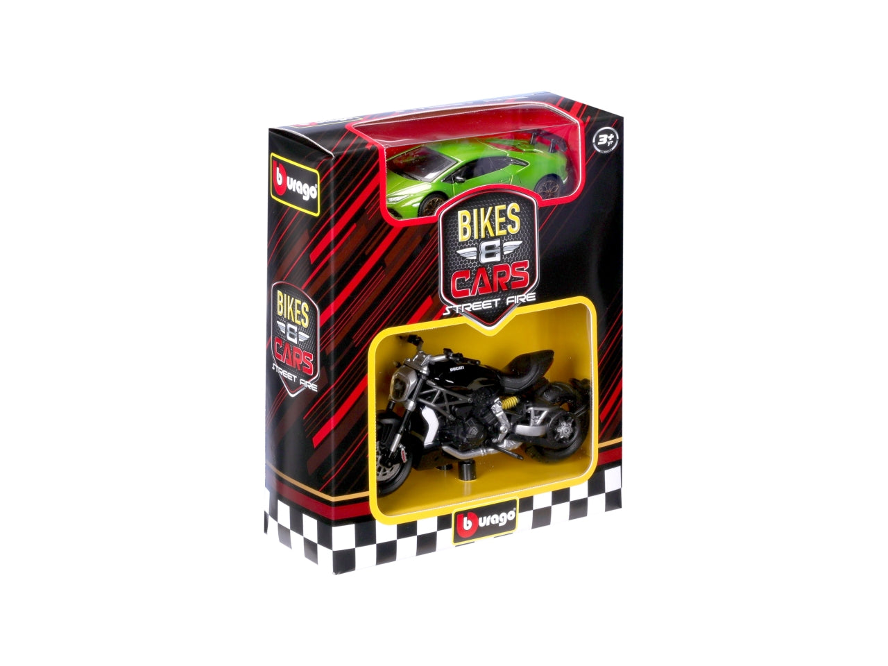 Modellino Auto Scala 1:43 + Moto Scala 1:18: Die-cast, Licenze Ufficiali, Modelli Assortiti, Dimensioni 8,7x17,8x15,25 cm, Età 3+ | Bburago