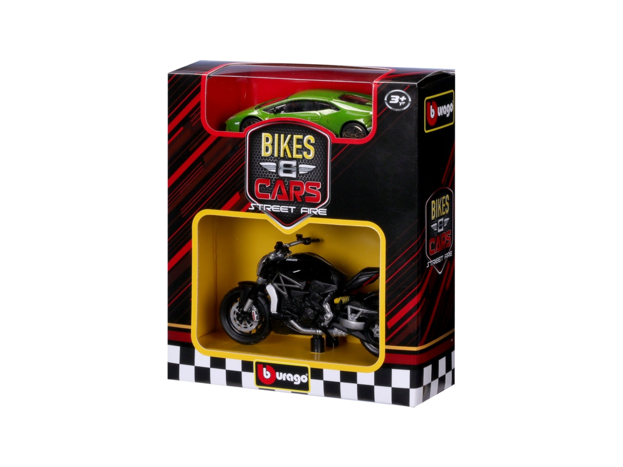 Modellino Auto Scala 1:43 + Moto Scala 1:18: Die-cast, Licenze Ufficiali, Modelli Assortiti, Dimensioni 8,7x17,8x15,25 cm, Età 3+ | Bburago