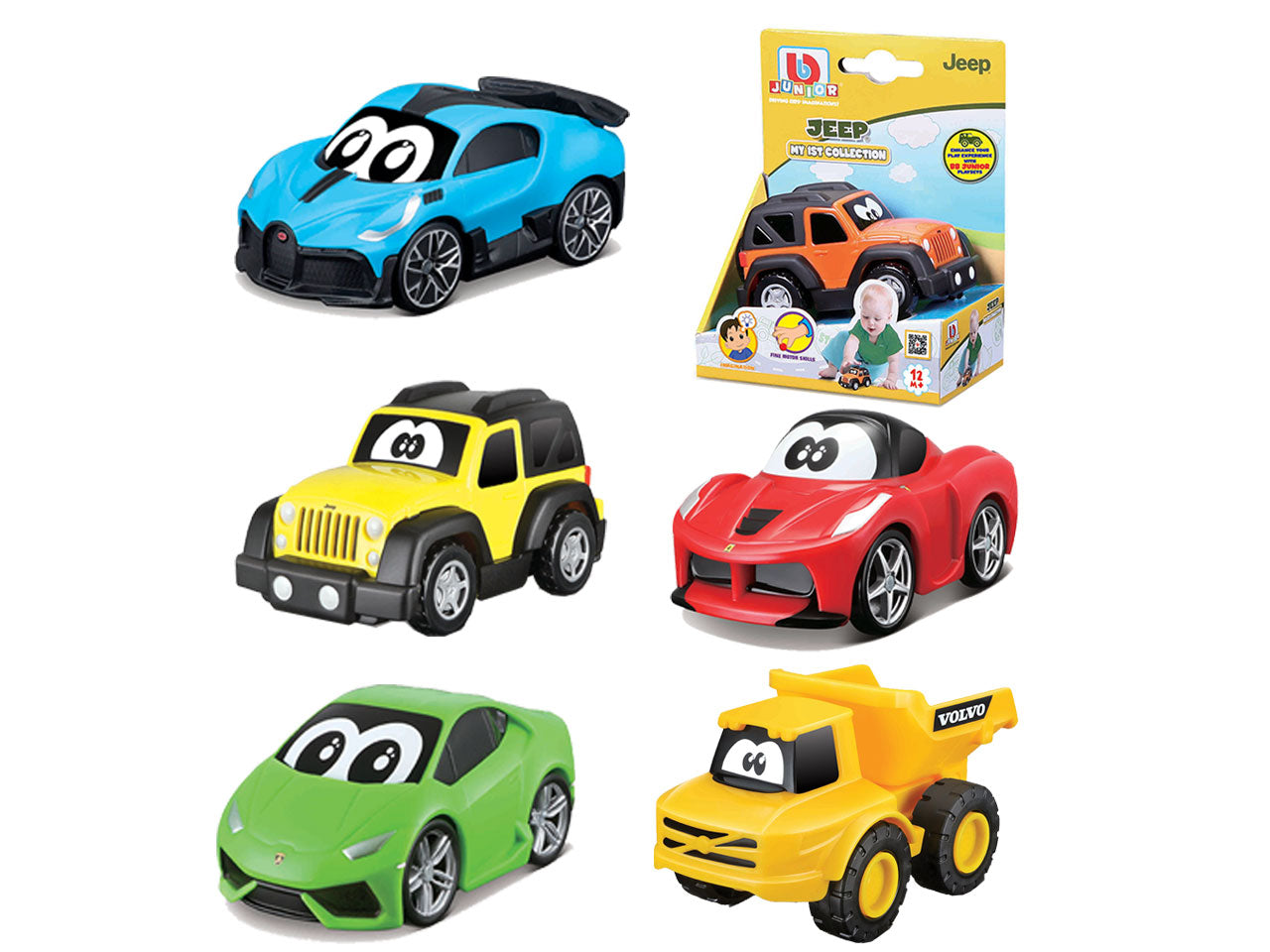 Auto Giocattolo My First Collection Modelli Assortiti: Die-cast, Colori Assortiti, Licenza Ufficiale, Ruote Libere, Dimensioni 6x12,7x10,15 cm, Età 12m+ | Bburago Junior