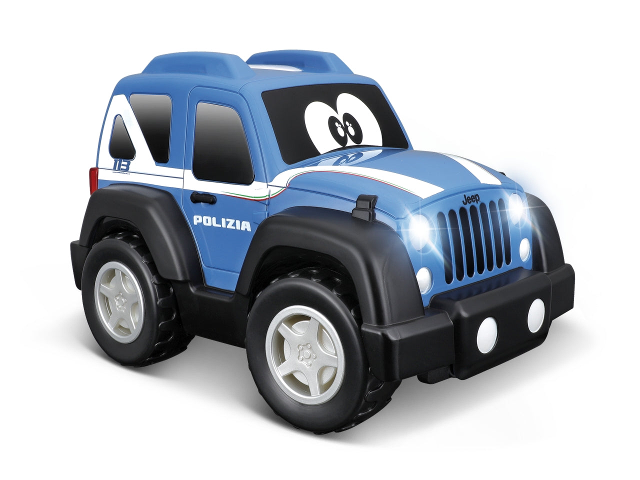 Auto Giocattolo Jeep My First Radiocomandata - Carabinieri & Polizia Modelli Assortiti: Die-cast Blu e Bianco, Azzurro e Bianco, Licenza Ufficiale Jeep, Dimensioni 18,42x20,96x33,02 cm, Età 24m+ | Bburago Junior