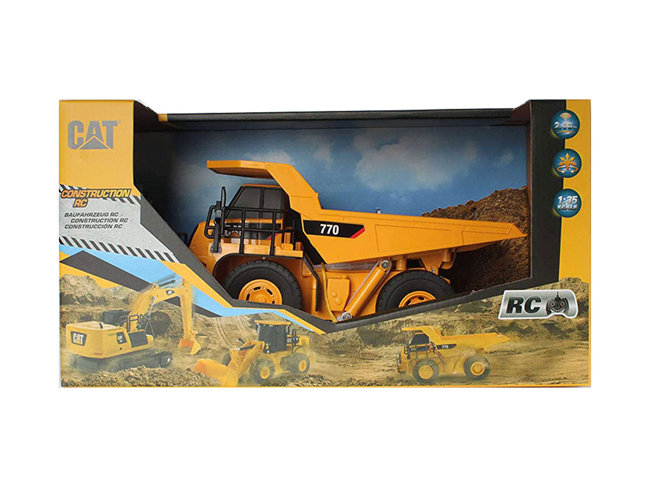 Mezzo da lavoro radiocomandato scala 1:35 cat 770 mining truck con funzionamento a batteria