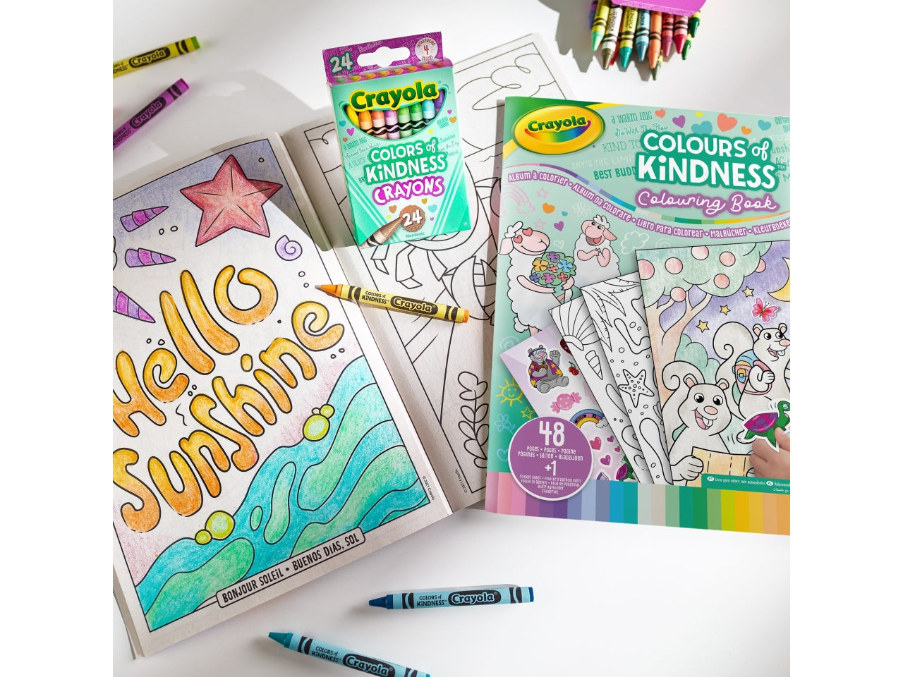 Album da Colorare Colours of Kindness 48 Pagine con Adesivi - Multicolor, 21x0,8x29 cm, 195 gr, Carta, Certificato CE, Unisex, Età 3+ | Crayola