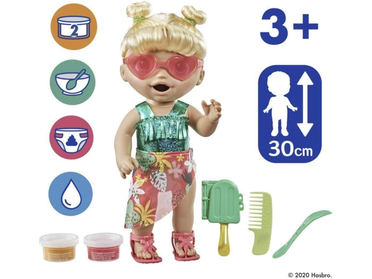 Baby Alive bionda Sunshine Snacks, bambola con accessori inclusi per bambini dai 3+ anni, Hasbro