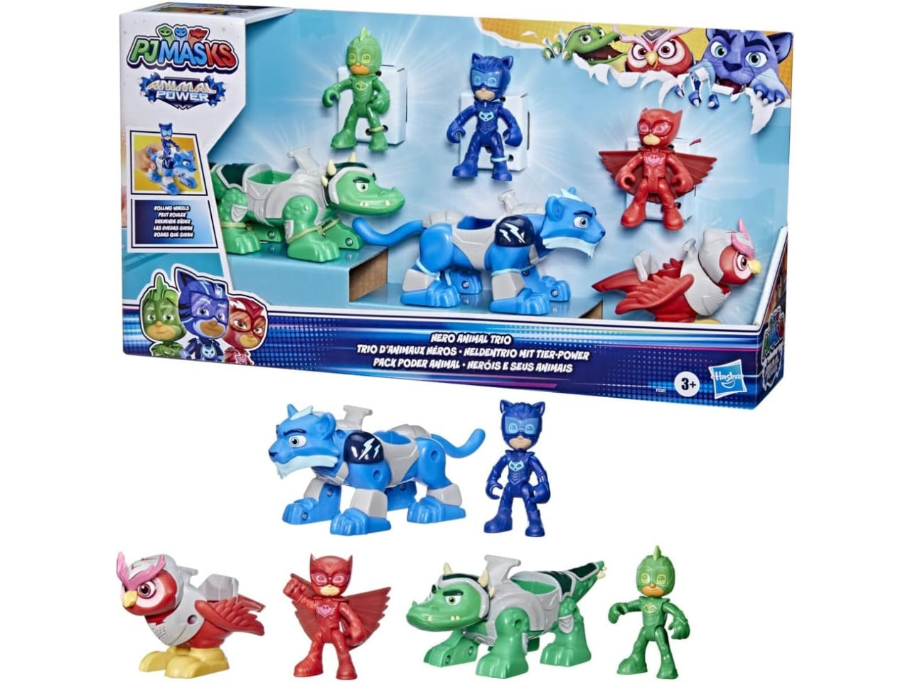 Pj mask hero animal trio perdonaggi con veicoli