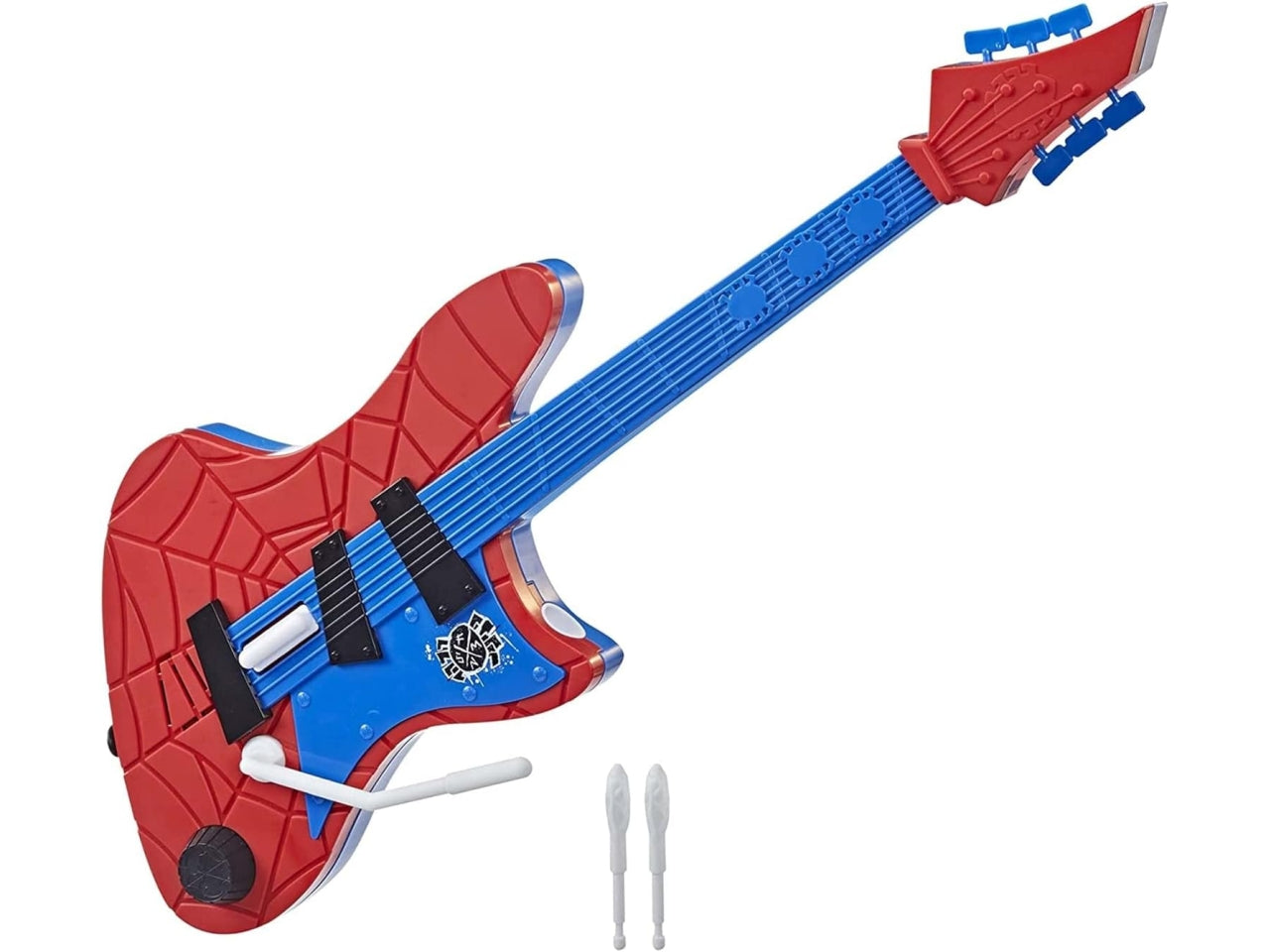 Spiderman chitarra elettronica con 25 suoni sparaproiettili per bambini dai 5+ anni, Marvel hasbro