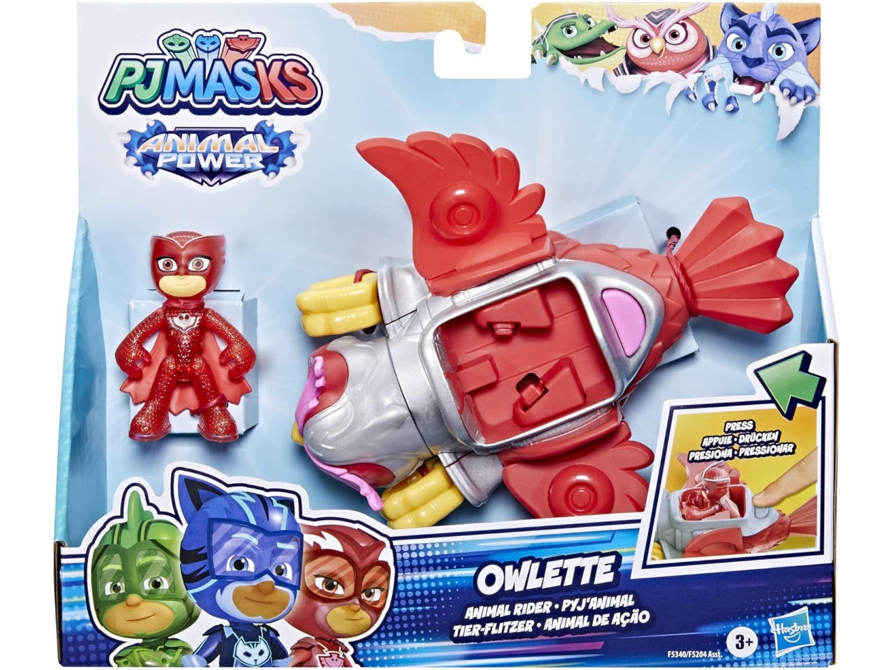 Pj Mask deluxe, veicolo animale con personaggio, modelli assortiti, per bambini da i 3+ anni