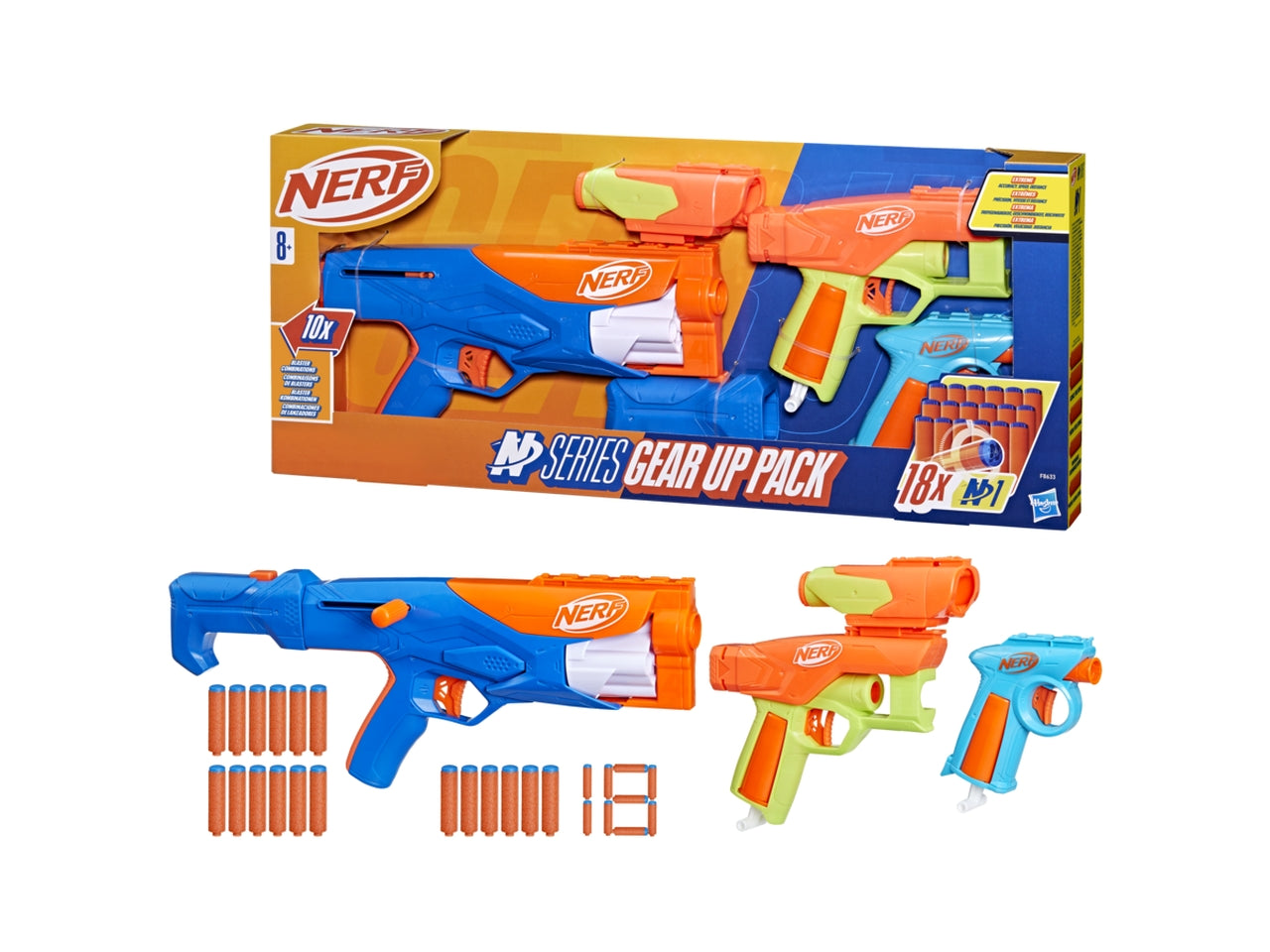 Nerf N-series Gear Up Pack 18 Proiettili, Set 1 Fucile ed 1 Pistola giocattolo per bambini - Hasbro