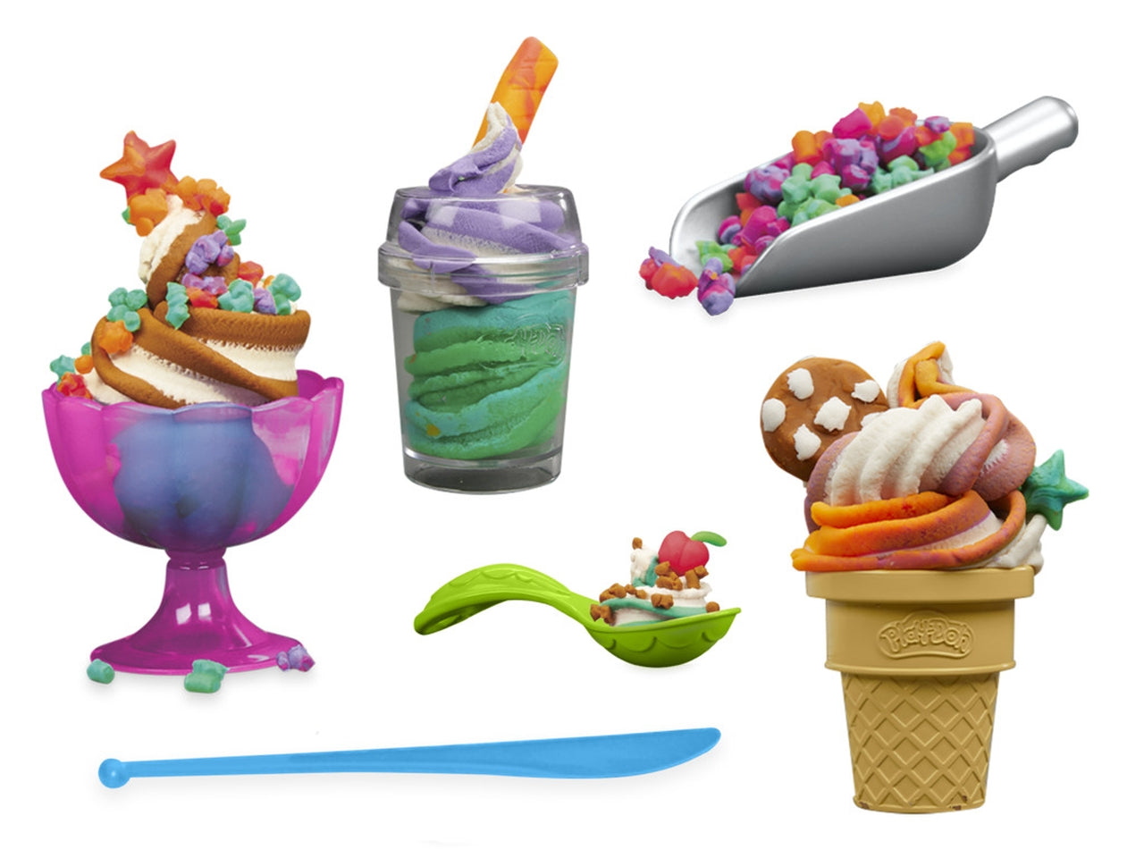Play-doh gelateria arcobaleno, giocattolo interattivo con plastilina 3+ Hasbro