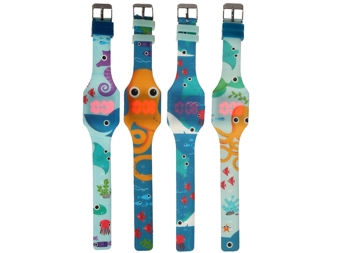 Orologio da polso in silicone con immagini di animali marini