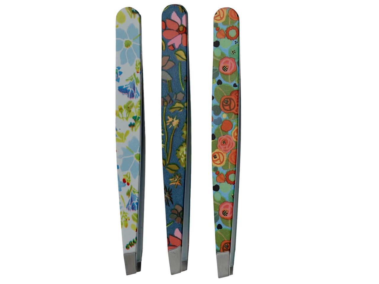 Pinzette per sopracciglia in metallo multicolor con decorazione floreale - Puckator