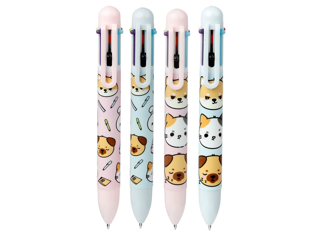 Penna multicolore a 6 colori con immagini di animali dolci