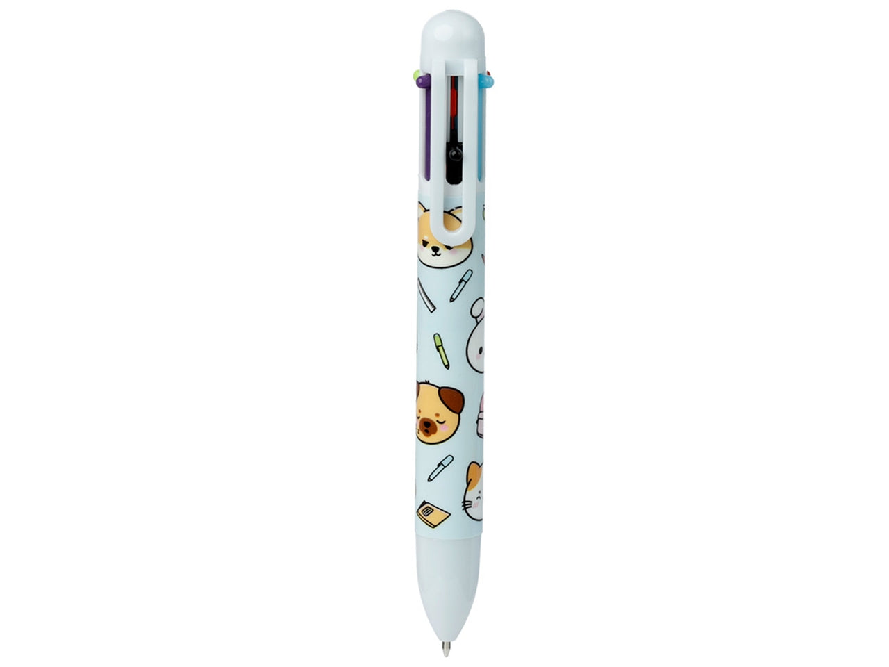 Penna multicolore a 6 colori con immagini di animali dolci
