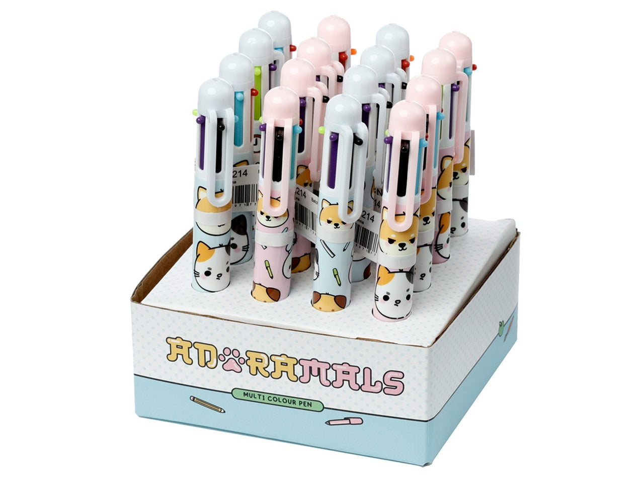 Penna multicolore a 6 colori con immagini di animali dolci