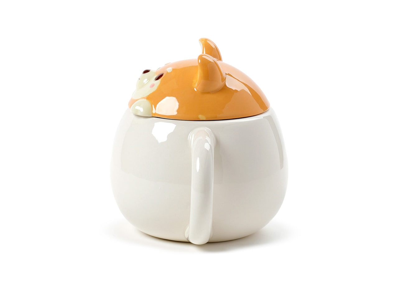 Tazza mug in ceramica dolomite bianco e arancio con coperchio a forma di testa di cane Shiba - Puckator