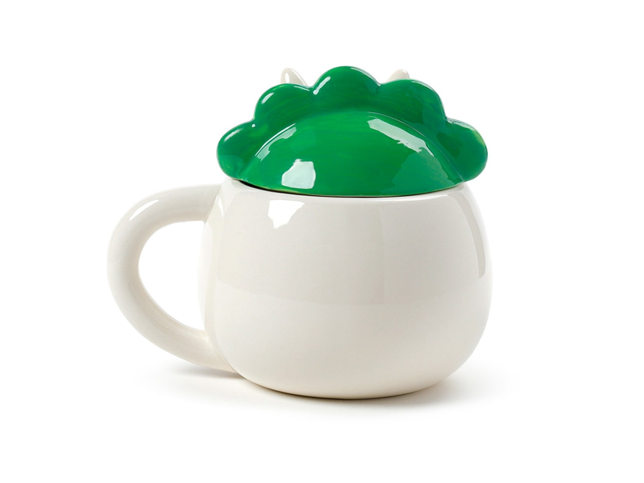 Tazza mug in ceramica con coperchio sagomato a forma di dinosauro verde - Puckator
