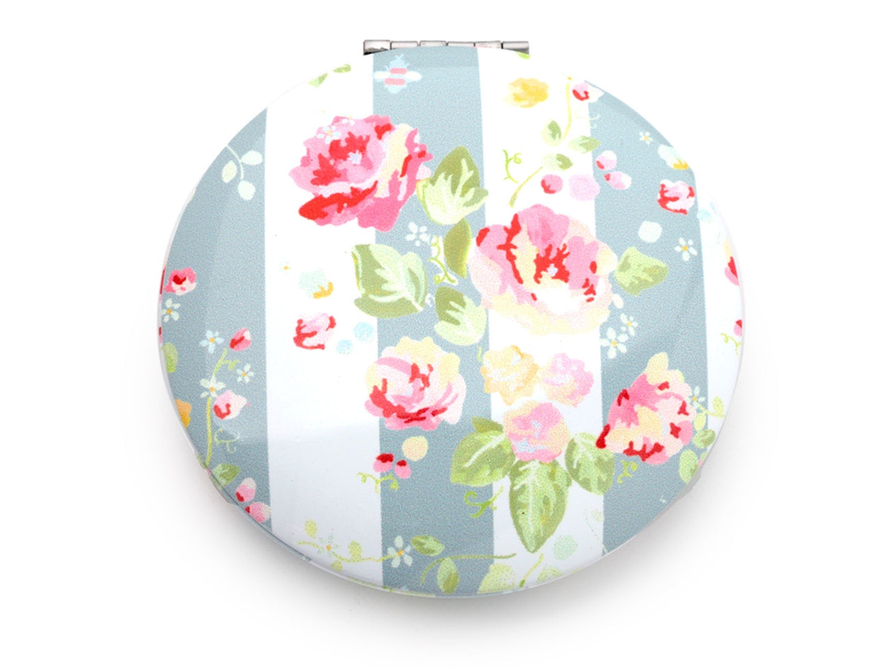 Specchietto da borsa decoro rosa floreale