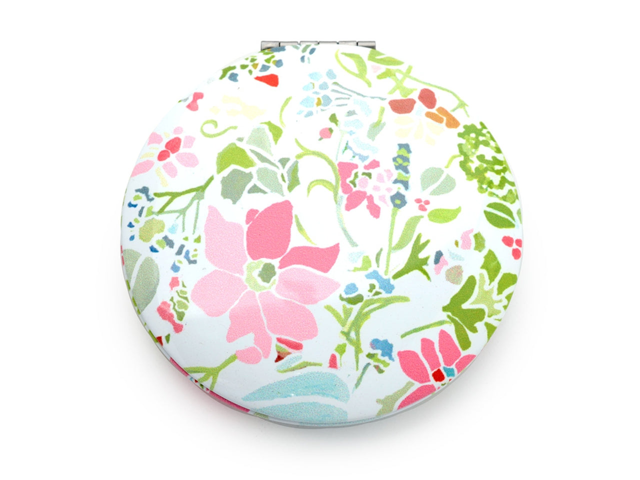 Specchietto da borsa decoro rosa floreale