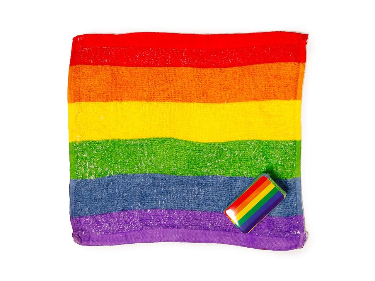 Asciugamano da viaggio compresso arcobaleno, poliestere e cotone 30x30 cm - Puckator