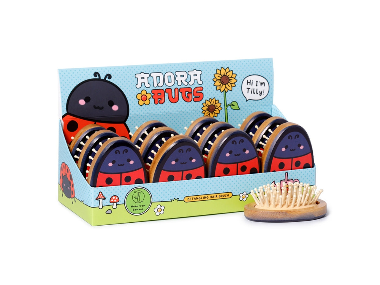 Spazzola in bambù a forma di coccinella animali dolci