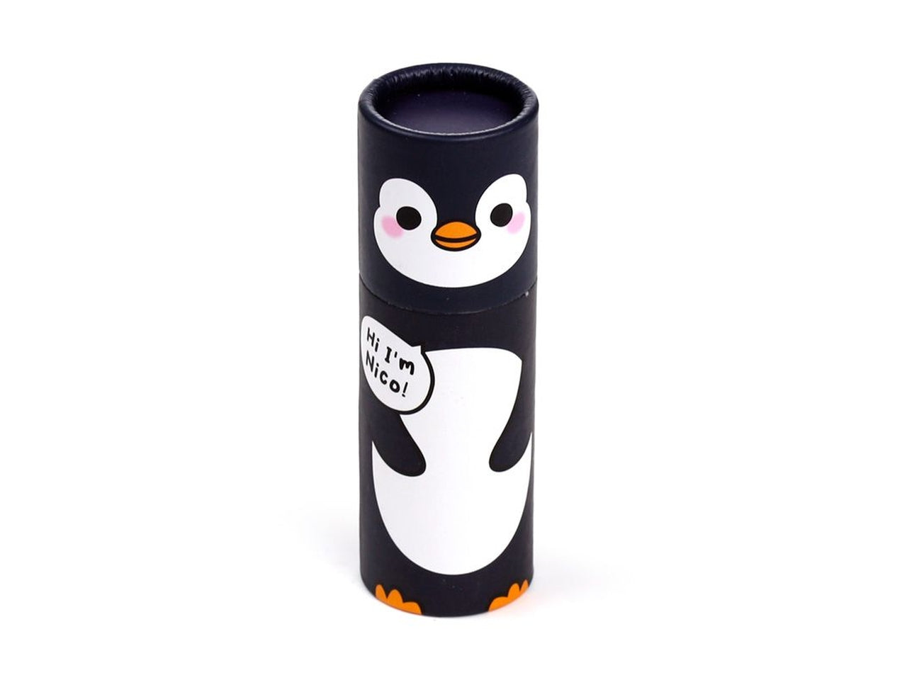 Tubo con 12 matite colorate pinguino legno e cartoncino nero - Puckator