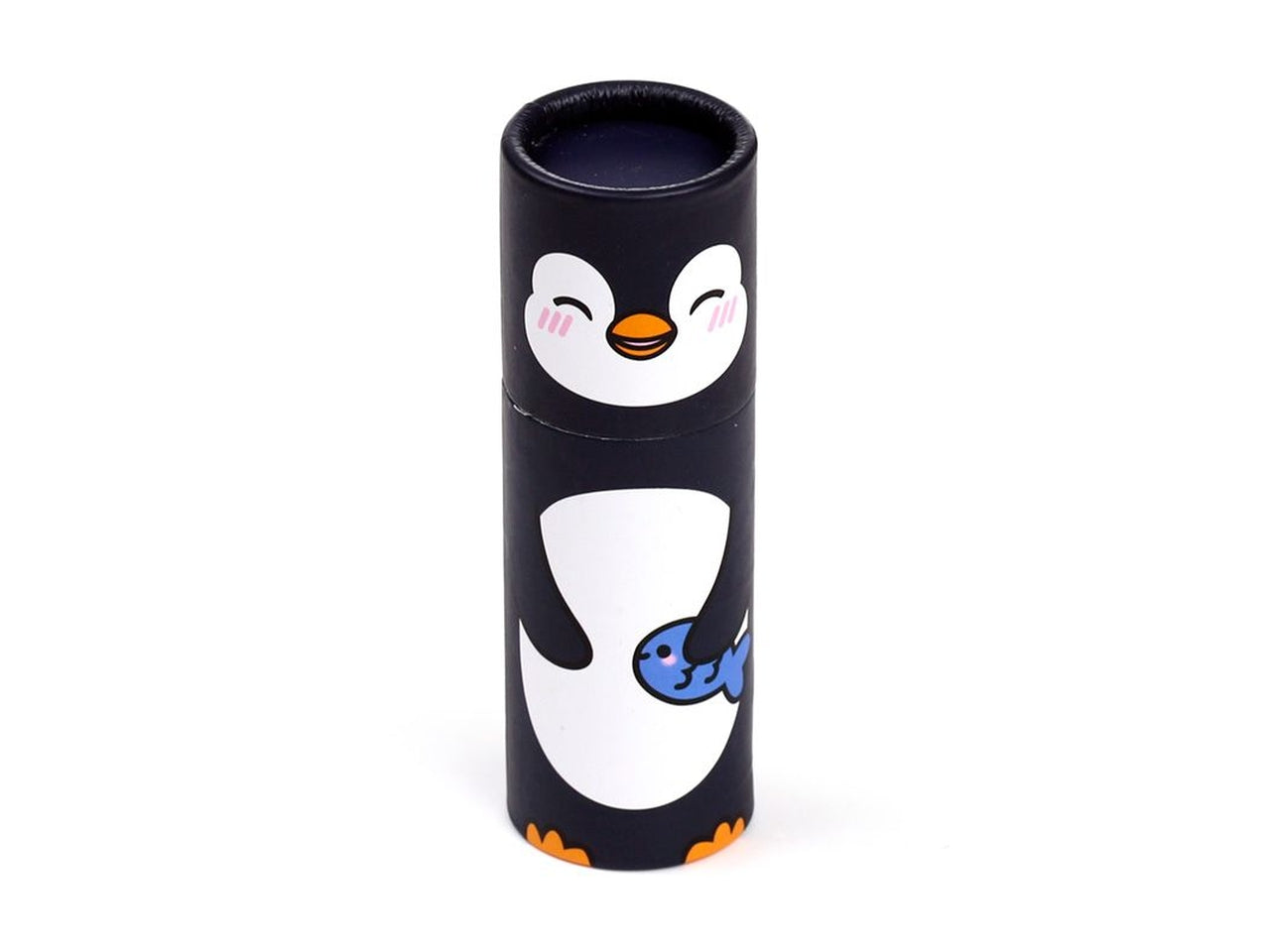 Tubo con 12 matite colorate pinguino legno e cartoncino nero - Puckator