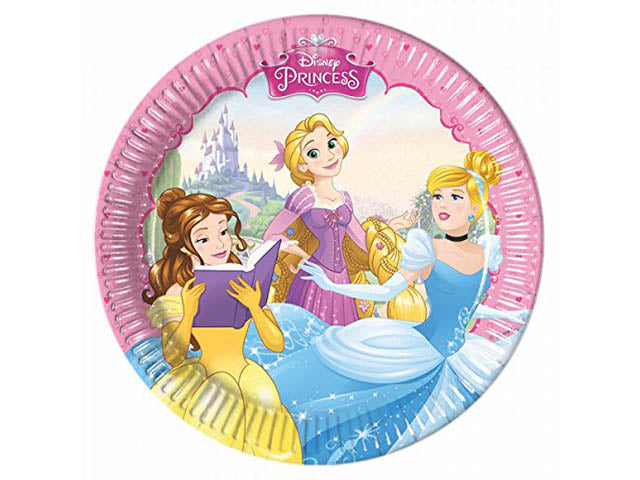 Piatti di carta princess dreaming misura 20cm - la confezione comprende 8 piatti