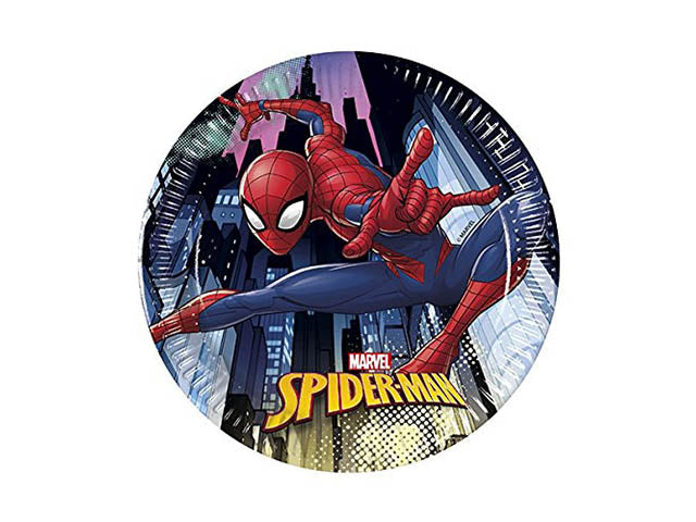 Piatti di carta spiderman team up misura d.20cm - la confezione comprende 8 piatti