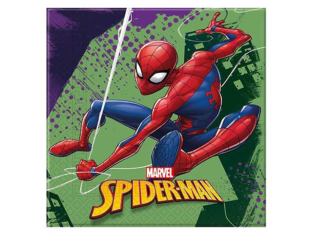 Tovaglioli di carta spider-man team up misura 33x33cm - la confezione comprende 20 tovaglioli
