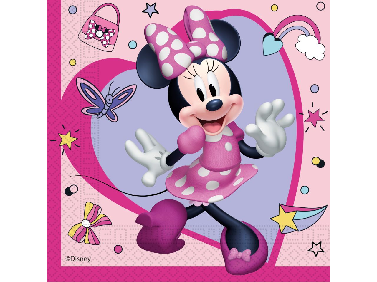 Tovaglioli di carta minnie junior misura 33x33cm - la confezione comprende 20 tovaglioli
