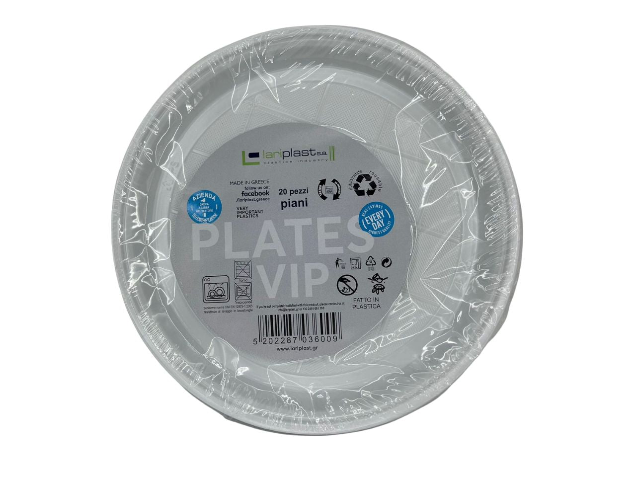 Piatto piano in plastica riutilizzabile - la confezione contiene 18 piatti