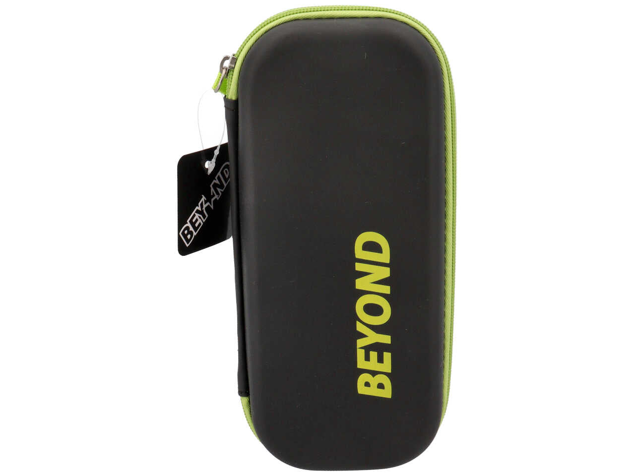 Astuccio scuola rigido nero in plastica soft touch con zip verde 22x10,5x4,5 cm - Dimagraf