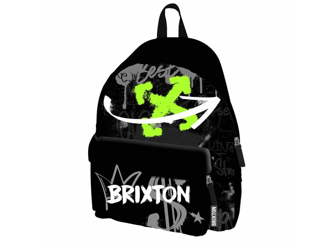 Zaino americano in poliestere nero a 2 scomparti con scritte 41x30x17 cm - Dimagraf