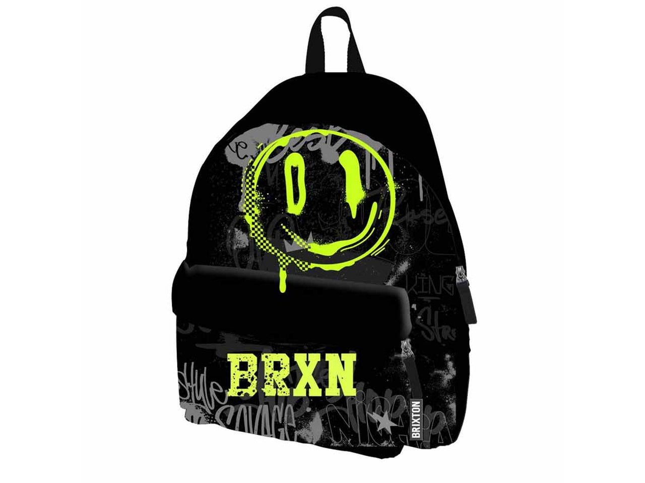 Zaino americano in poliestere nero a 2 scomparti con scritte 41x30x17 cm - Dimagraf