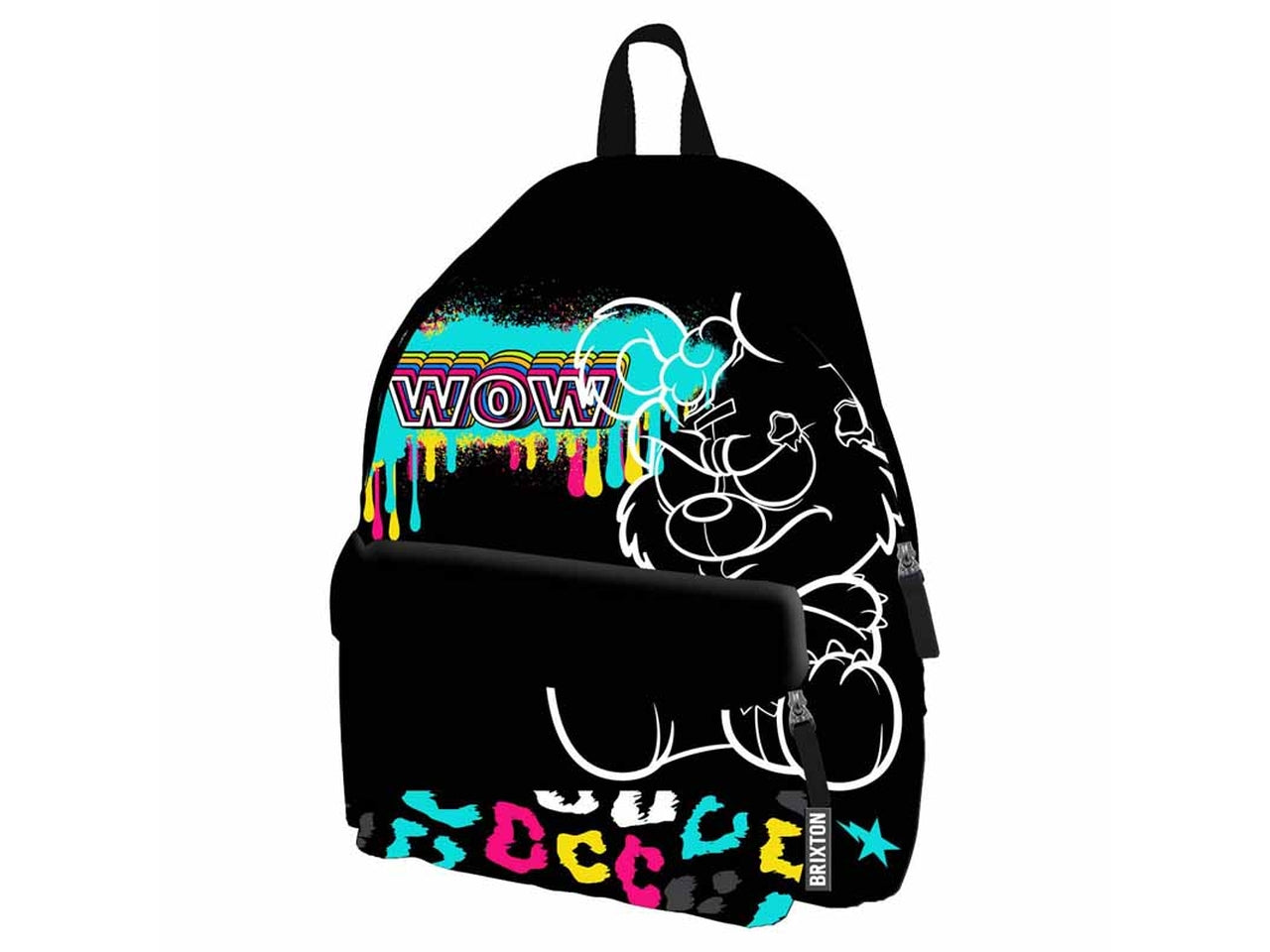 Zaino americano in poliestere nero a 2 scomparti con scritte 41x30x17 cm - Dimagraf
