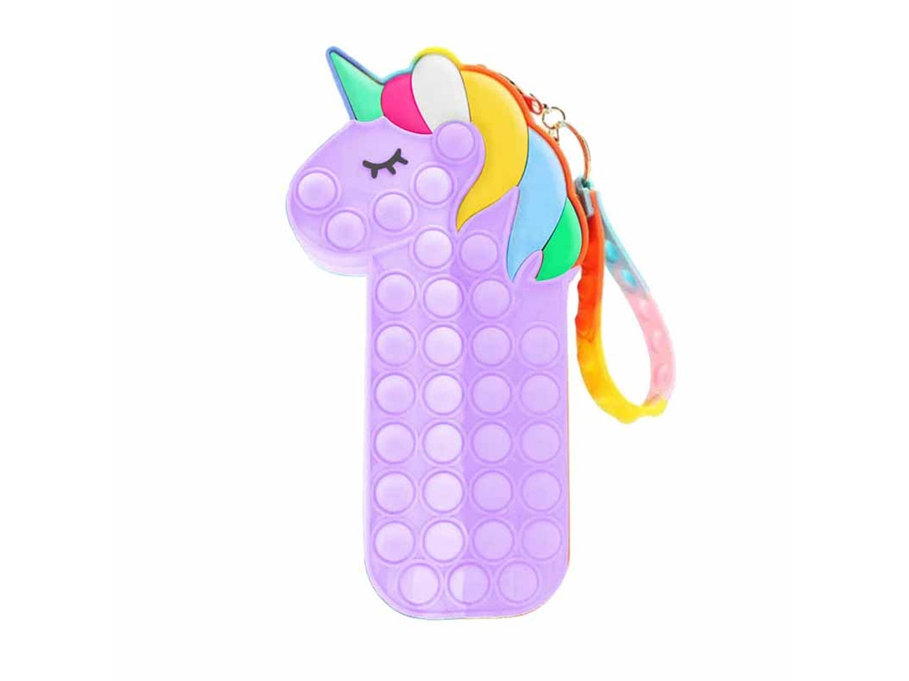 Astuccio in silicone pop it lilla a forma di unicorno 21x7,5x4 cm - Dimagraf