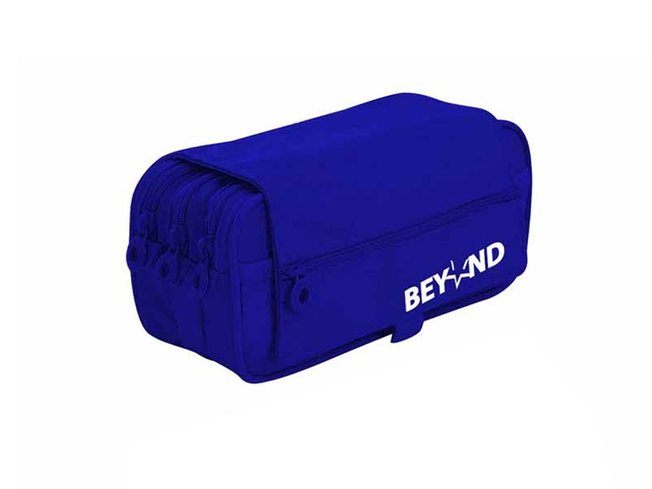 Astuccio bauletto 4 zip in poliestere tinta unita unisex blu 22x11x9 cm - Beyond