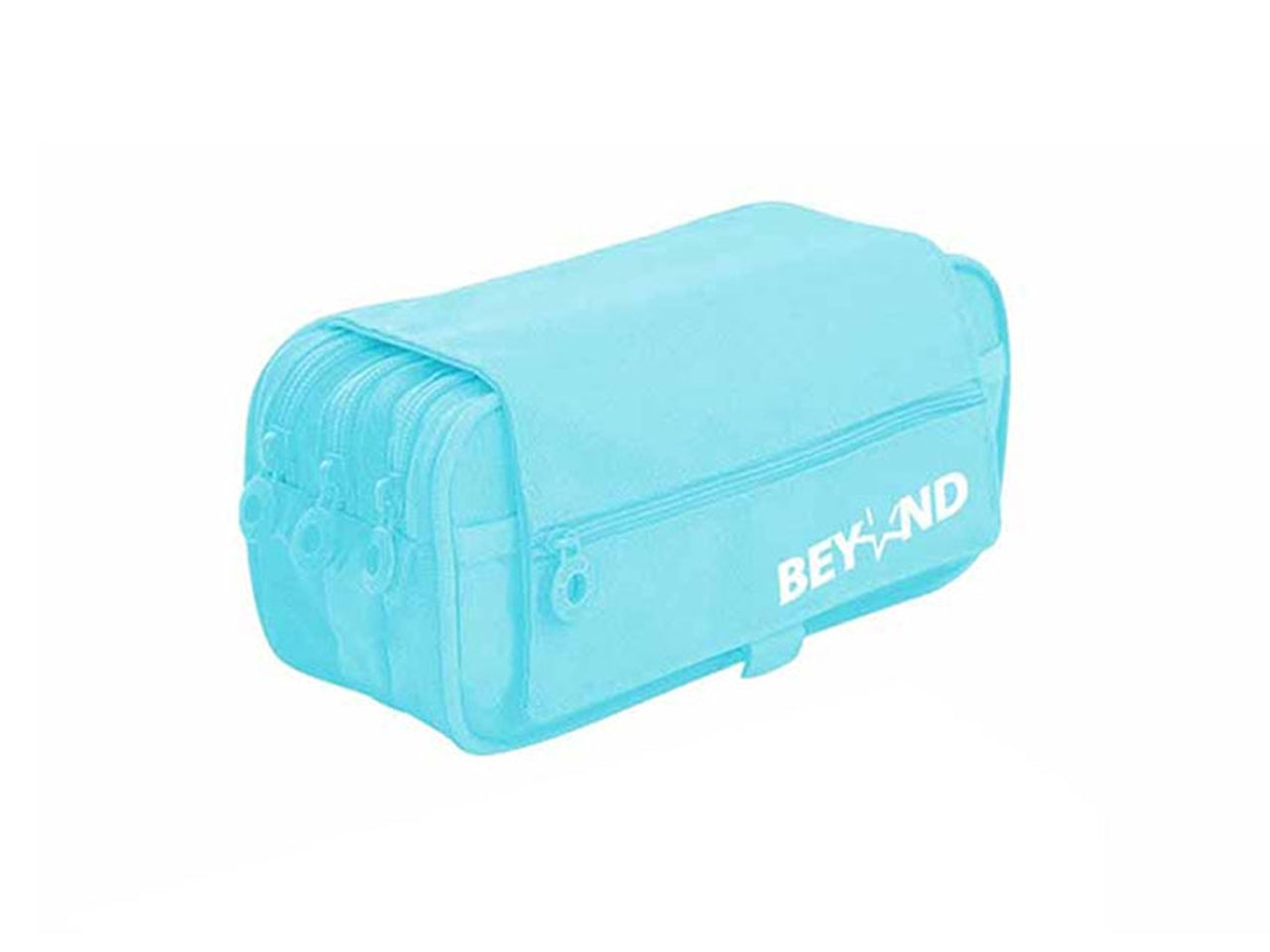Astuccio bauletto 4 zip in poliestere tinta unita celeste 22x11x9 cm - Dimagraf