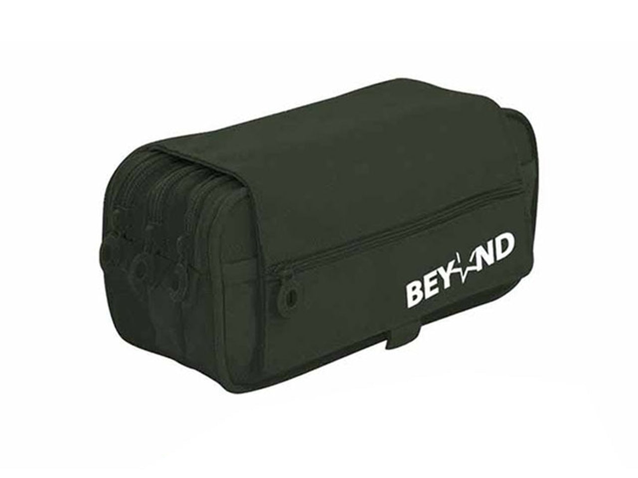 Astuccio bauletto 4 zip in poliestere tinta unita unisex verde militare 22x11x9 cm - Beyond