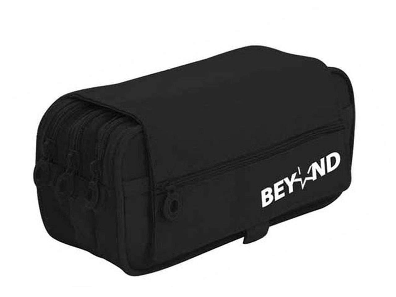 Astuccio bauletto 4 zip in poliestere tinta unita unisex nero 22x11x9 cm - Beyond