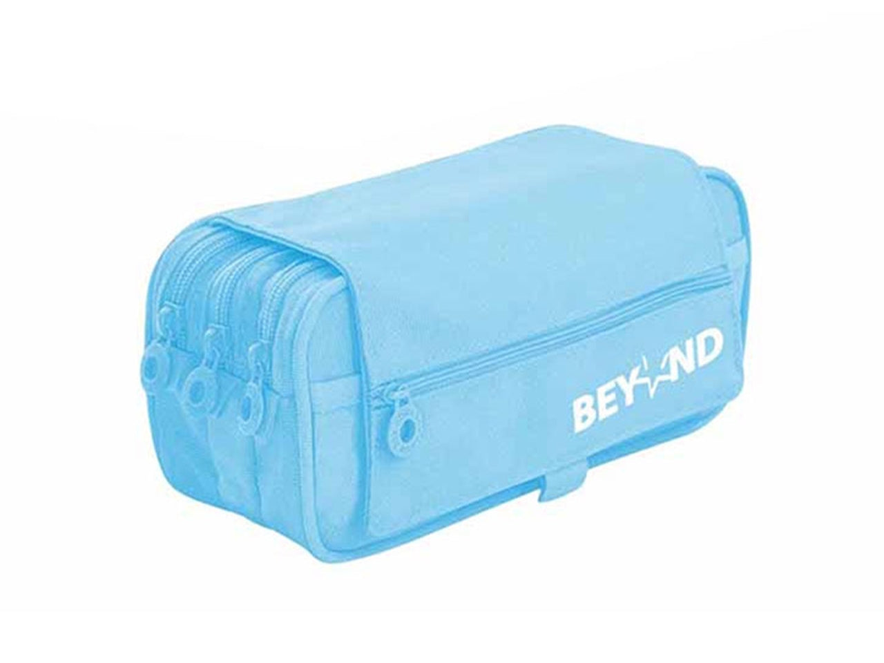Astuccio bauletto 4 zip in poliestere tinta unita azzurro 22x11x9 cm - Dimagraf