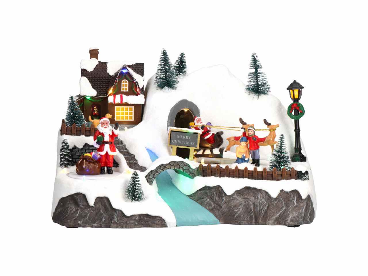 Giostrina villaggio 29,5x19x19,5cm con led multicolor $