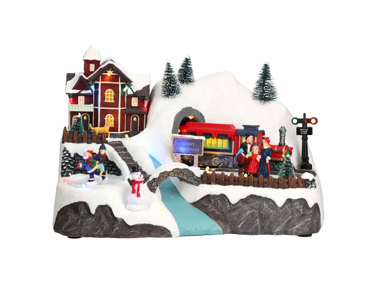 Giostrina villaggio 29,5x19x19,5cm con led multicolor $