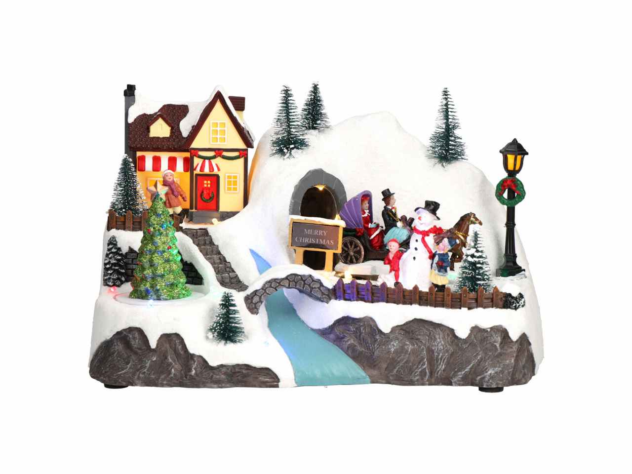 Giostrina villaggio 29,5x19x19,5cm con led multicolor $